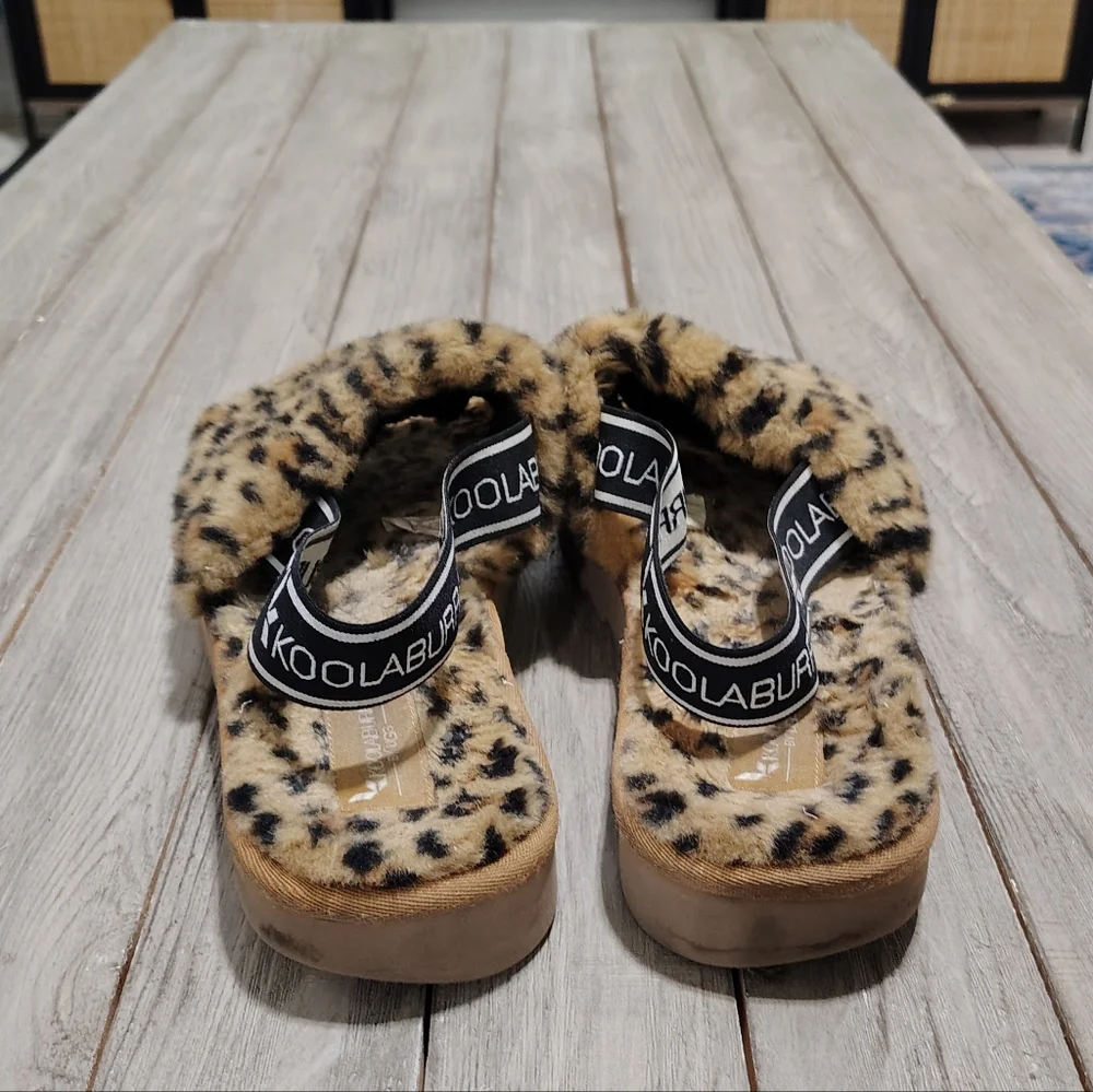 UGG Kookaburra Leopard Print Fuzzy Slide Sandals Size Women's 11 - Picture 11 of 17